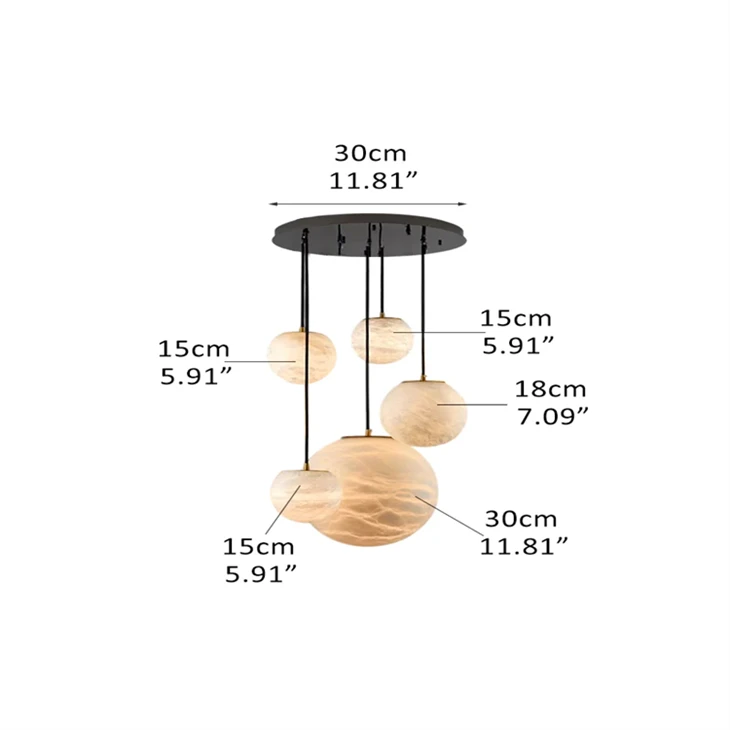 Modern Round Marble Pendant Lamp With Black Base Ceiling For Kitchen Island high quality